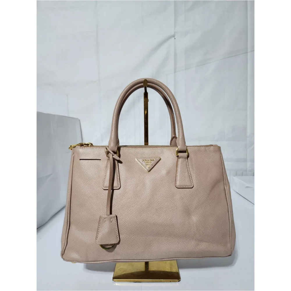 Prada Saffiano Lux Leather Small Galleria Double Zip Tote Bag Light Rose Pink - Picture 1 of 12